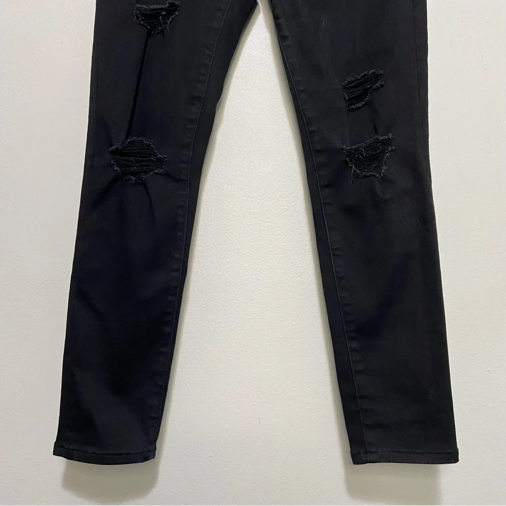 Abercrombie & Fitch The Super Skinny High Rise Black Distressed Jeans